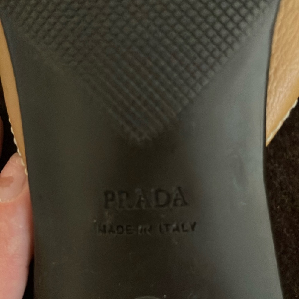 Prada Women's Tan Leather Loafers - Picture 2 of 5